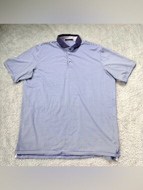 Greyson Polo Shirt Blue & Purple Stripe Performance Golf Wicking Men’s Sz L